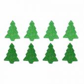 více - Pěnové samolepky stromečky 3,5cm, 2 odstíny zelené se třpytkami  25ks