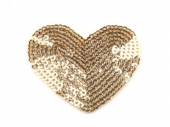 více - Nažehlovačka srdce s flítry   5 x 5,3 cm  - zlaté