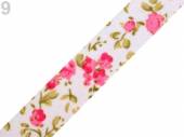 více - Samolepící textilní páska s květinovým vzorem - č.9  růžové květy