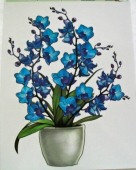 více - Okenní folie bez lepidla  - orchidej modrá
