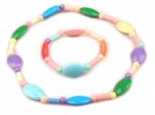 více - Sada náhrdelník a náramek z barevných plastových korálků 