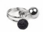 více - Dámský /dívčí/ prsten spirálka černo-stříbrný s kamenem