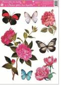 více - Okenní fólie květy s motýly 