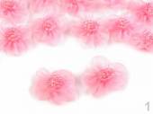 více - Monofilový květ s korálky sv. růžový   25-30mm
