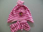 více - 0212 Souprava fleece s bavl. podšívkou růžově pruhovaná, nášivka Dora  GEORGE  1-2 roky