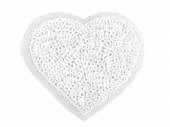 více - Nažehlovačka flitrové srdce bílé  5,5 x 6cm