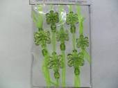 více - Girlanda plastové kytičky na organze dl. 140cm  zelená