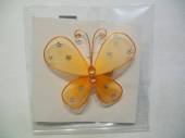více - Dekorace motýl 6 x 7cm se zapínacím špendlíkem - oranžový