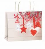 více - Větší dárková taška  vánoční červeno-bílé dekorace