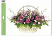 více - Okenní folie růžovo-fialová kytice v proutěném košíku