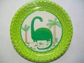 více - Papírové párty talíře zelené  Dinosaurus  průměr 23cm  10ks