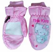 více - Lyžařské ruakvice sv.růžové  Hello Kitty  4-6 let