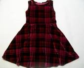 více - Sametové šaty tm.růžové kárované  /chybí kamínky na ramenou/   4-5 let  v.104/110