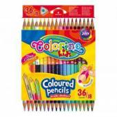 více - Trojhranné pastelky COLORINO  oboustranné 18ks/ 36 barev /včetně stříbrné, zlaté a neonových barev/