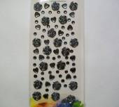 více - Samolepící plastové kytičky srdíčka  a perličky - šedé metalické