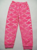 více - 1212 Huňaté kalhoty neonově růžové třpytivý vzor šupiny  7 let  v.122