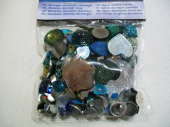 více - Mix nalepovacích a našívacích kamenů - modro-stříbrných   60g