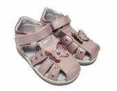 více - Kvalitní kožené sandálky sv.růžové lesklé s motýlkem   zn.ZORINA   v.24    2-3 roky