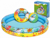 více - BESTWAY  nafukovací bazének + kruh + míč  s mořskými zvířátky   122 x 20cm