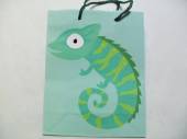 více - Dárková taška sv.zelená s chameleonem  18 x 23