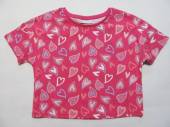 více - 1212 Nenošené krátké tričko sytě růžové se srdíčky  8 let  v.128