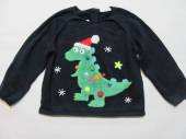 více - 2412 Slabší bavl. svetr tm-modrý s vánočním dinosaurem  NEXT  12-18m   v.86