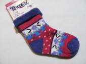 více - Froté ponožky s ohrnutím růžovo-fialové se vzorem  9-12m