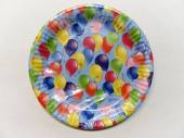 více - Malé papírové talíře sv.modré s barevnými balónky, průměr 18cm   8ks