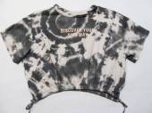 více - 0703 Krátké tričko béžovo-šedě batikované  H+M   9-10 let  v.134/140