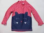 více - 2403 Plavkové tričko dl.rukáv růžové s bílými srdíčky, tm.modrá kočička  GEORGE   2-3 roky  
