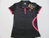 více - Sportovní tričko s límečkem černo-růžové    cca 13-14 let  v.XS