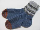 více - 1607 Nenošené pletené ponožky modro-šedé   cca 30-31