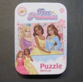 více - Mini puzzle v plechové krabičce princezny  24ks