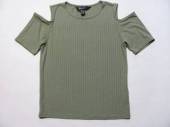 více - 1802 Khaki tričko s průstříhy na ramenou   NEW LOOK   14-15 let  v.164