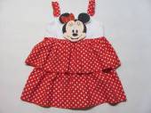 více - 1005 Plátěné šatečky na ramínka červeno-bílé s Minnie  DISNEY  3 roky   v.98