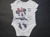 více - 2905 Jako nové body smetanové s fialovým proužkem a Minnie   PRIMARK   0-3m