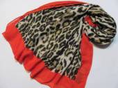 více - 0606 Velký lehký šál leopardí vzor s červeným lemem   ASOS  194 x 100cm