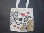více - 2806 Menší režná taška s pejsky  30 x 30cm