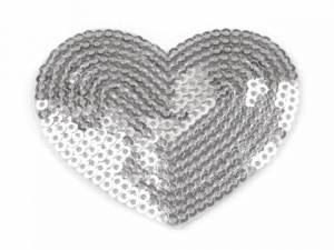 zvětšit obrázek - Nažehlovačka srdce s flítry   5,5 x 6 cm  - stříbrné