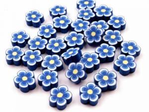 zvětšit obrázek - Korálky  FIMO květinka, průměr 15mm - modré    10ks