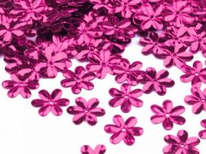 zvětšit obrázek - Ozdobné flitry květinka, lesklé růžové  50ks