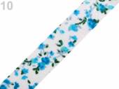 více - Samolepící textilní páska s květinovým vzorem - č.10  tyrkysové květy