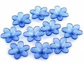 více - Plast.dekorační květina   průměr 2,5cm - modrá    10ks
