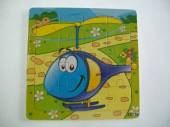 více - Malé dřřevěné puzzle vrtulník  15 x 15cm