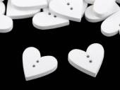 více - Dřevěný dekorační knoflík srdce bílé   21 x 21mm