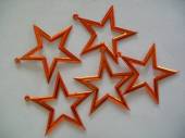 více - Oranžové hvězdy na zavěšení  7cm    5ks