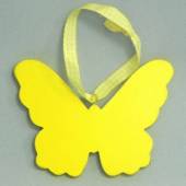 více - Motýl dřevo závěs  11x11x0,6cm   žlutý
