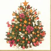 více - Ubrousky  3vrstvé krémové s vánočním stromečkem  33 x 33cm       20ks
