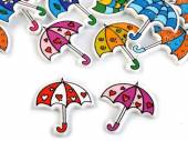 více - Dřevěný dekorační knoflík deštník  30 x 34mm  mix barev  10ks