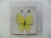 více - Dekorace motýl 5 x 6cm se zapínacím špendlíkem - žlutý